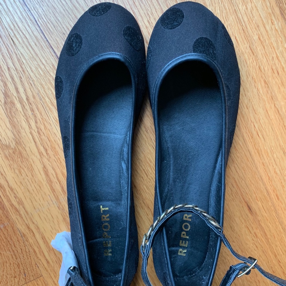 ModCloth Report black velvet polka dot flats